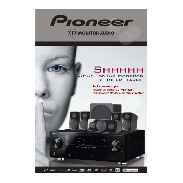 Pioneer XD-821 Vector Silver Pack Conjunto HC compuesto por Pioneer VSX-821 y al